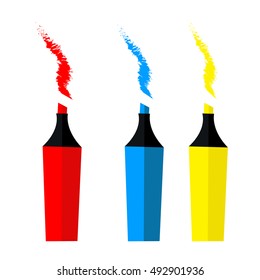 Three markers isolated on a white background. Vector