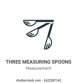 Three measuring spoons glyph icon vector on white background. Flat vector three measuring spoons icon symbol sign from modern measurement collection for mobile concept and web apps design.