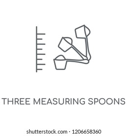 Three Measuring Spoons linear icon. Three Measuring Spoons concept stroke symbol design. Thin graphic elements vector illustration, outline pattern on a white background, eps 10.
