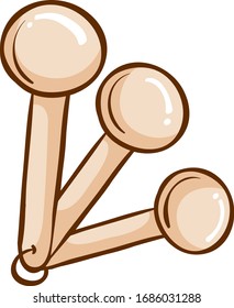 Tres cucharillas de medida en la ilustración de fondo blanco