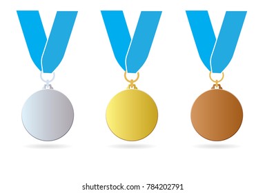 Three medals with empty surface. Vector