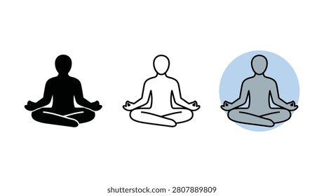 Three meditating people in different styles and colors sitting crosslegged on the floor