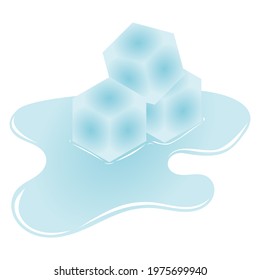 Three melting ice cubes. Simple vector illustration