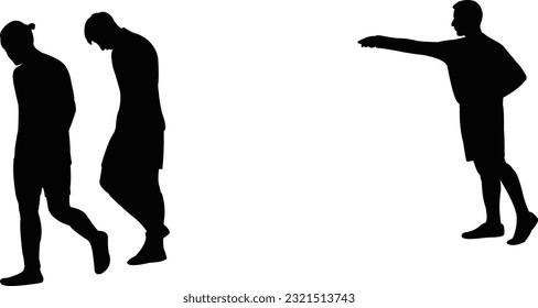 three men body silhouette vector