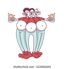 Three men with glasses of beer. Vector illustration