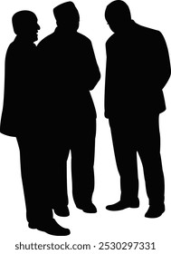 three men making chat, silhouette vector