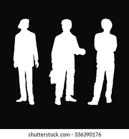 Three men on a black background .
