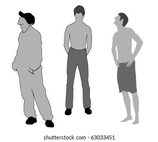 three men silhouette