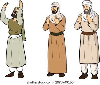 Three men standing raising their hands to the sky