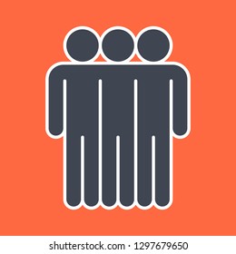 Three men stands with his hands down created in flat style. The design graphic element is saved as a vector illustration in the EPS file format.