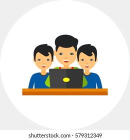 Three Men at Strategy Meeting Icon