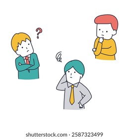 Three men who are worried and thinking