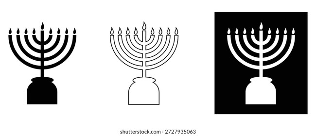 Três Menorás em preto e branco em vários fundos para celebrações Hanukkah menorah jewish vela férias chanukah chanukkah luz