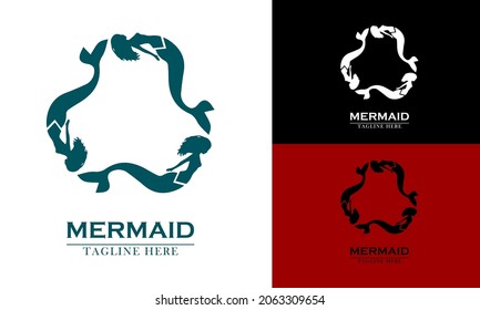 three mermaids forming a circle icon logo. suitable for entertainment beauty hobby vector flat abstract design