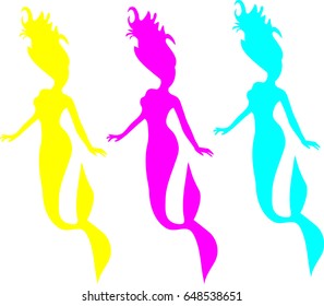 Three mermaids. Vector illustration