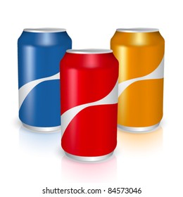 three metal cans vector