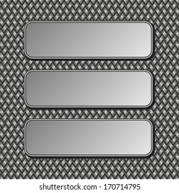 three metallic banners on dark background
