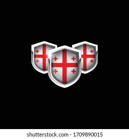 three metallic shield with georgia flags.georgia protected shields.