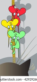 Three Mice on a Rope and a Cat