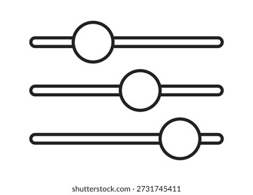 Três controles deslizantes minimalistas em um design simples, representando configurações ajustáveis para vários aplicativos.
