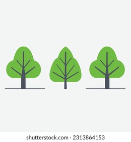 three minimalist tree vector illustration design