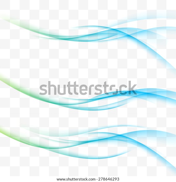 Three\
minimalistic divider wave swoosh set soft smooth line border swoosh\
from green to blue. Vector\
illustration