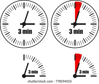 Three Minute Clock On White Background