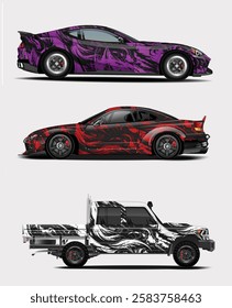 Three model Graphic abstract stripe racing vector design