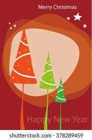 three modern christmas trees
