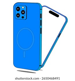 Three modern smartphones in dynamic blue tones, overlapping in a stylish presentation. Perfect for tech-themed designs, UI previews, and modern branding.