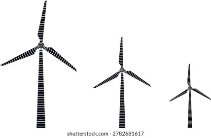 Three modern wind turbines generating clean renewable energy efficiently