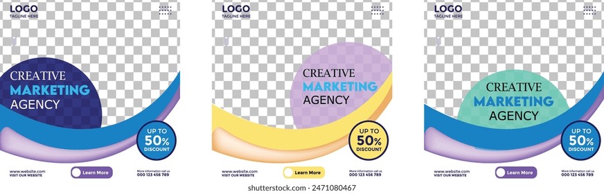 Three Modran Template For Social Media banner For socail Media Post
Modern promotion web banner for social media post template. minimalist square flyer for digital marketing

