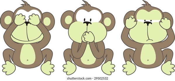 three monkeys saying, See No Evil, Speak No Evil, Hear No Evil