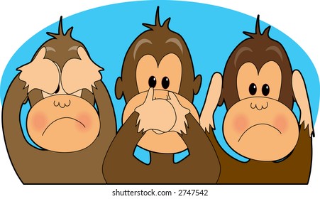 Three monkeys - see,speak,hear no evil