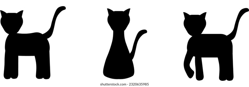Three monochrome cats sign icon