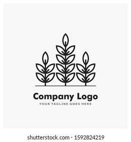 Three Monochrome Leaf Vector Logo Template