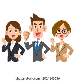 Three motivated business people, mainly young man