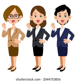 Three motivated female business people