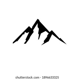 Icono de logotipo negro de tres montañas diseño vectorial ilustración plana