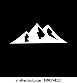 Icono de logotipo negro de tres montañas diseño vectorial ilustración plana