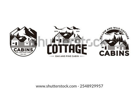Three Mountain Cabin Logo Designs for Oak and Pine Cabins, Established 2024