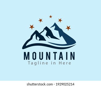 three mountain rock logo symbol design illustration inspiration