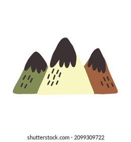 Three Mountains hand drawn naive art