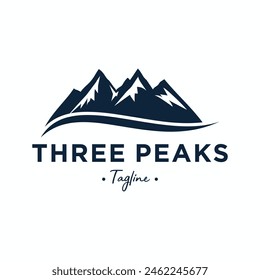 three mountains vector logo. white background