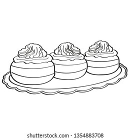 Three muffins with cream