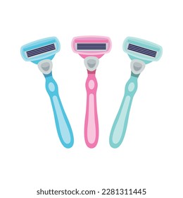 Three multi colored shaving razors for women flat vector illustration - Shutterstock ID 2281311445