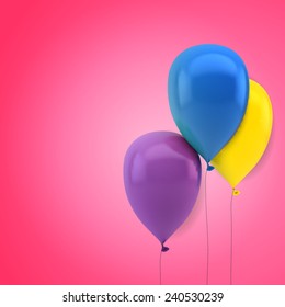 three multicolored balloons, excellent vector illustration, EPS