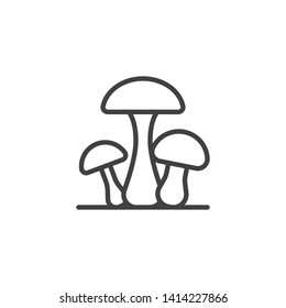 Three mushrooms line icon. linear style sign for mobile concept and web design. Mushroom plant outline vector icon. Symbol, logo illustration. Vector graphics