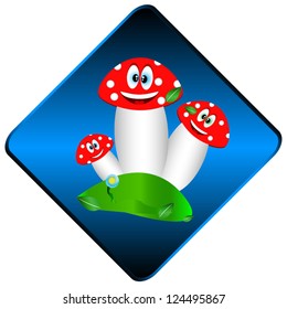 Three mushrooms on a glade in the form of icon