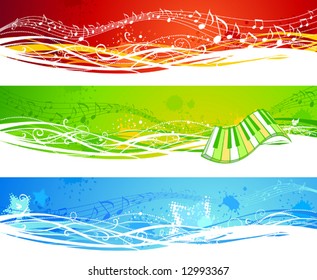 Three music banners, vector